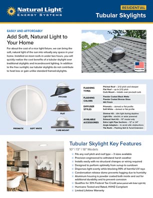 Natural Light Residential Tubular Skylight Specs Thumb